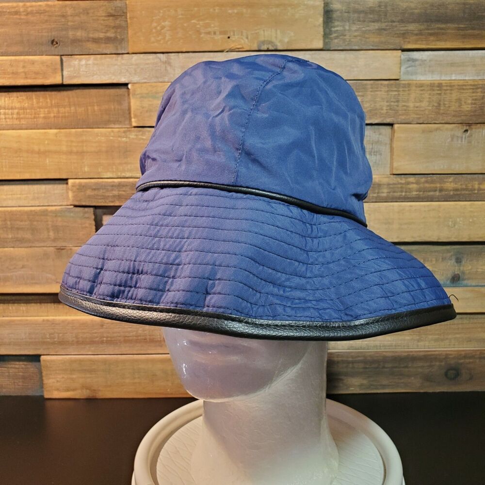 August Hat Company Womens Packable Rain Hat Adjustable Navy Blue Bucket Cap NEW
